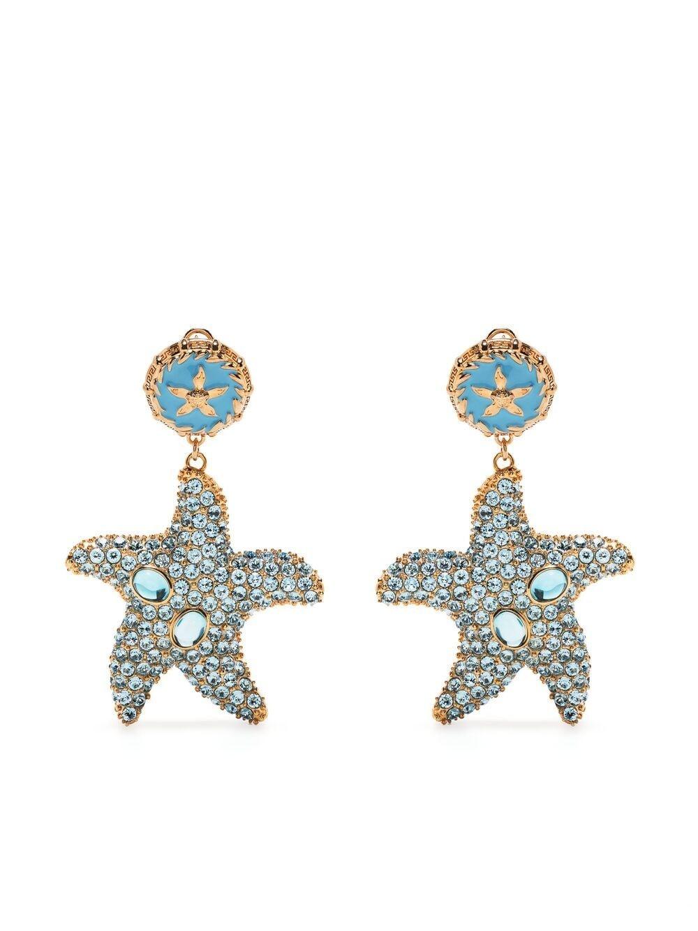 Versace Ohrringe mit Kristallen in Blau - Lyst