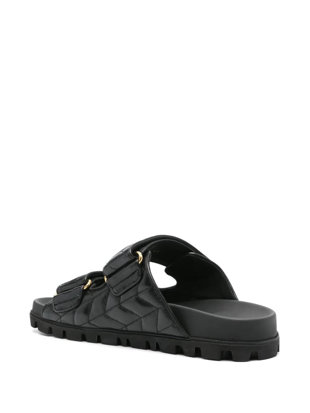 サンダル・ミュール MIU MIU Black Nappa Leather Sandals Miu Miu Quilted Nappa Sandals in Black | Lyst