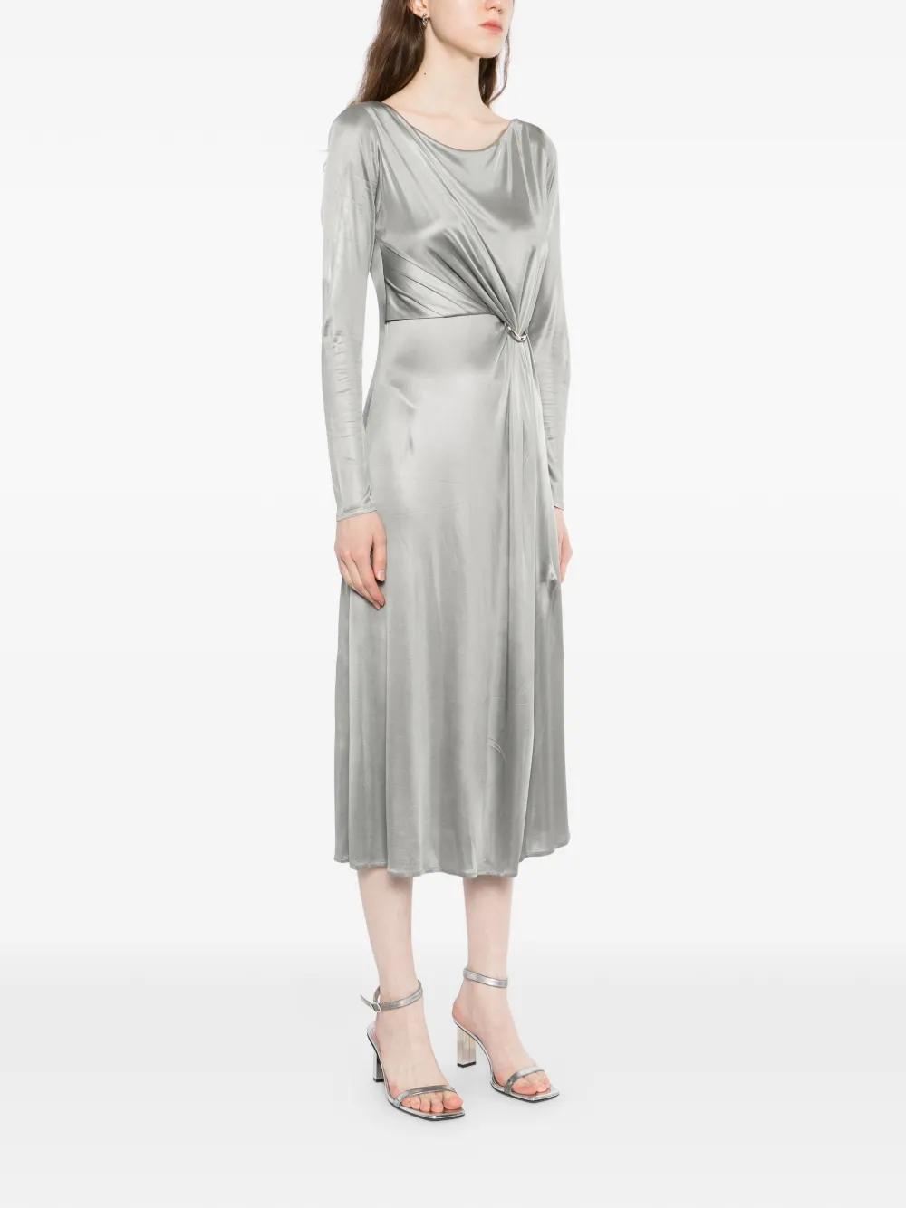 Tory Burch Ruched Midi Dress in Gray | Lyst