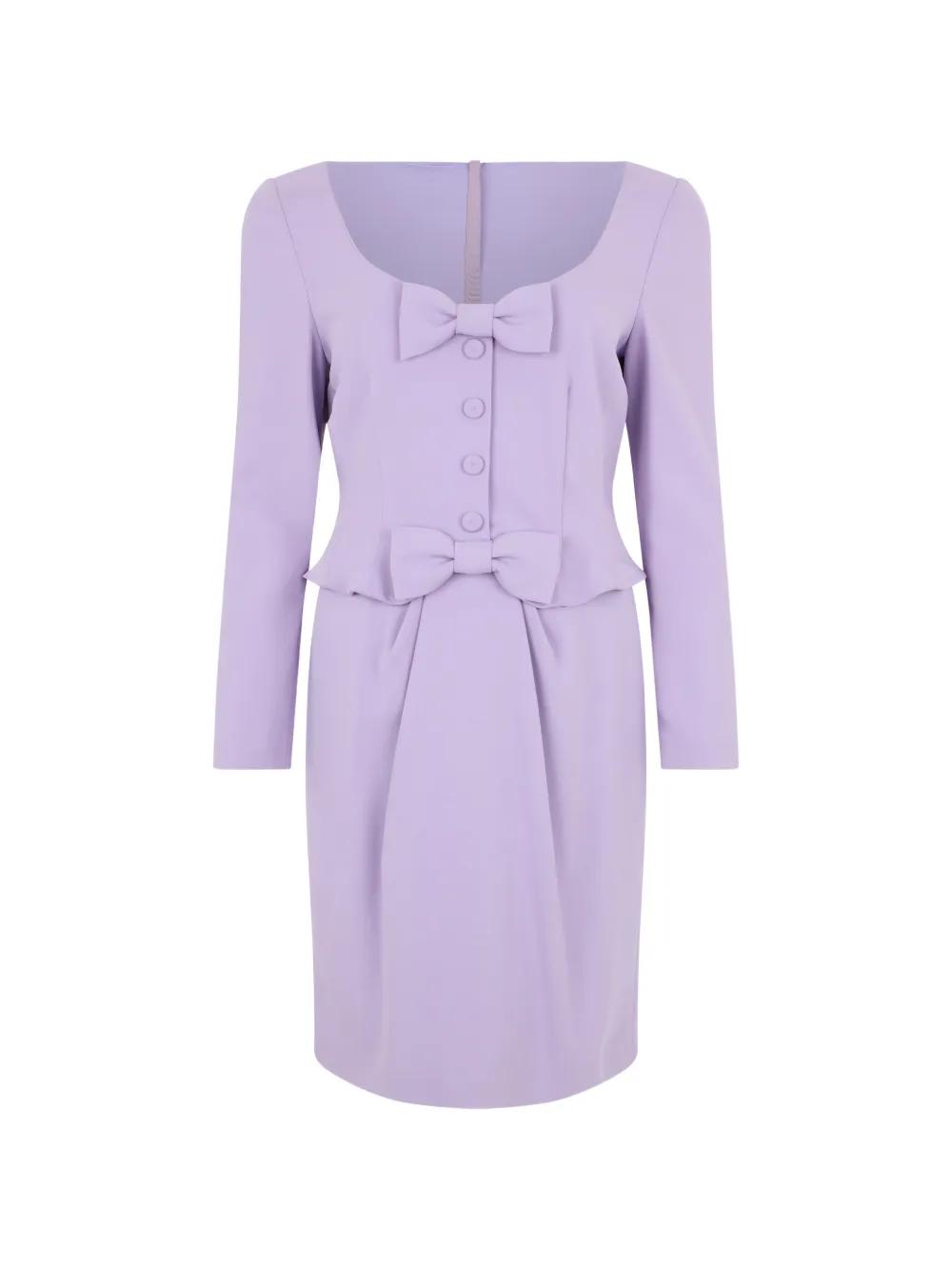light purple peplum dress Lilac Coast Lace Bodice Peplum Midi Dress