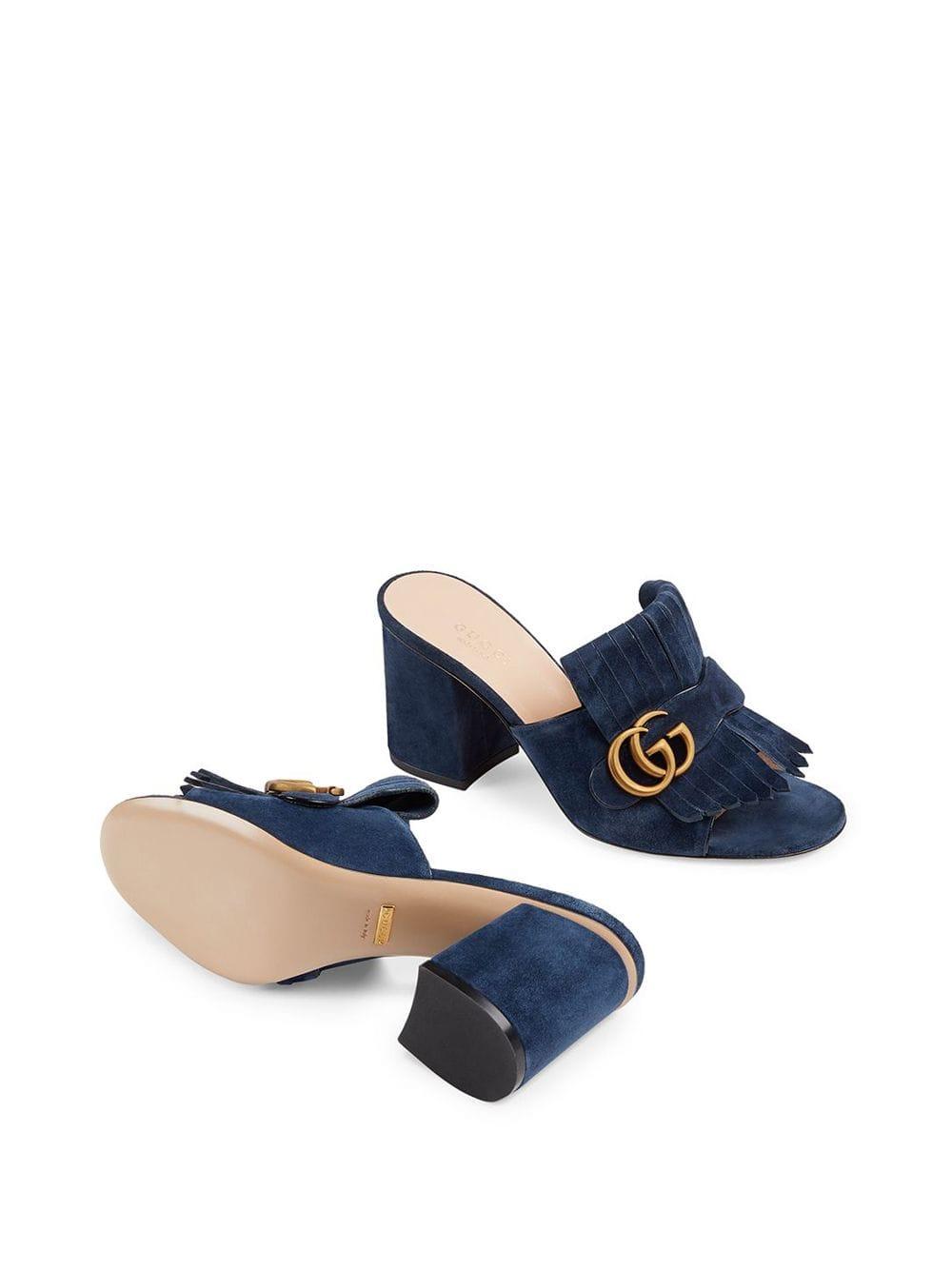 gucci suede mid heel slide