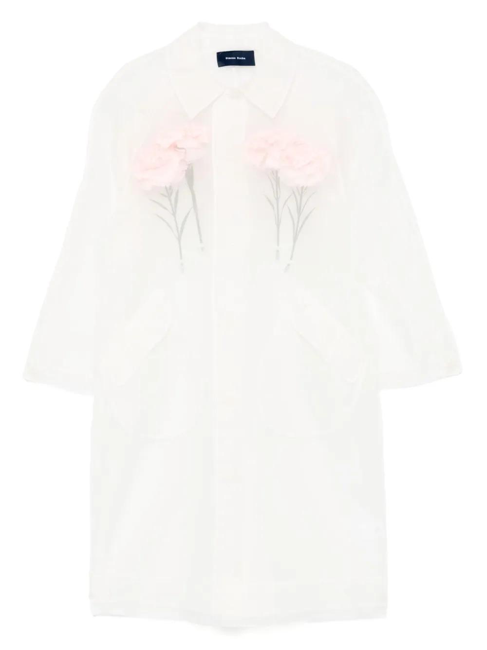 トレンチコート Simone Rocha Cotton Trench Coat With Daisy Embroidery Simone Rocha Daisy Trench Coat | Brown | FARFETCH CA