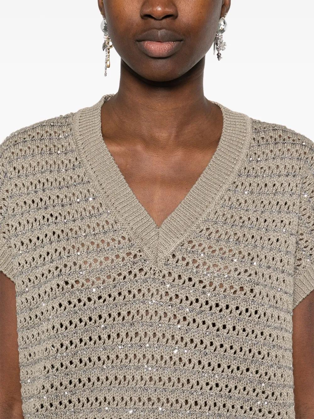 ボトムスその他 Fabiana Filippi V-Neck Cotton Vest With Silk Satin Back Fabiana Filippi V-Neck Cotton Vest With Silk Satin Back