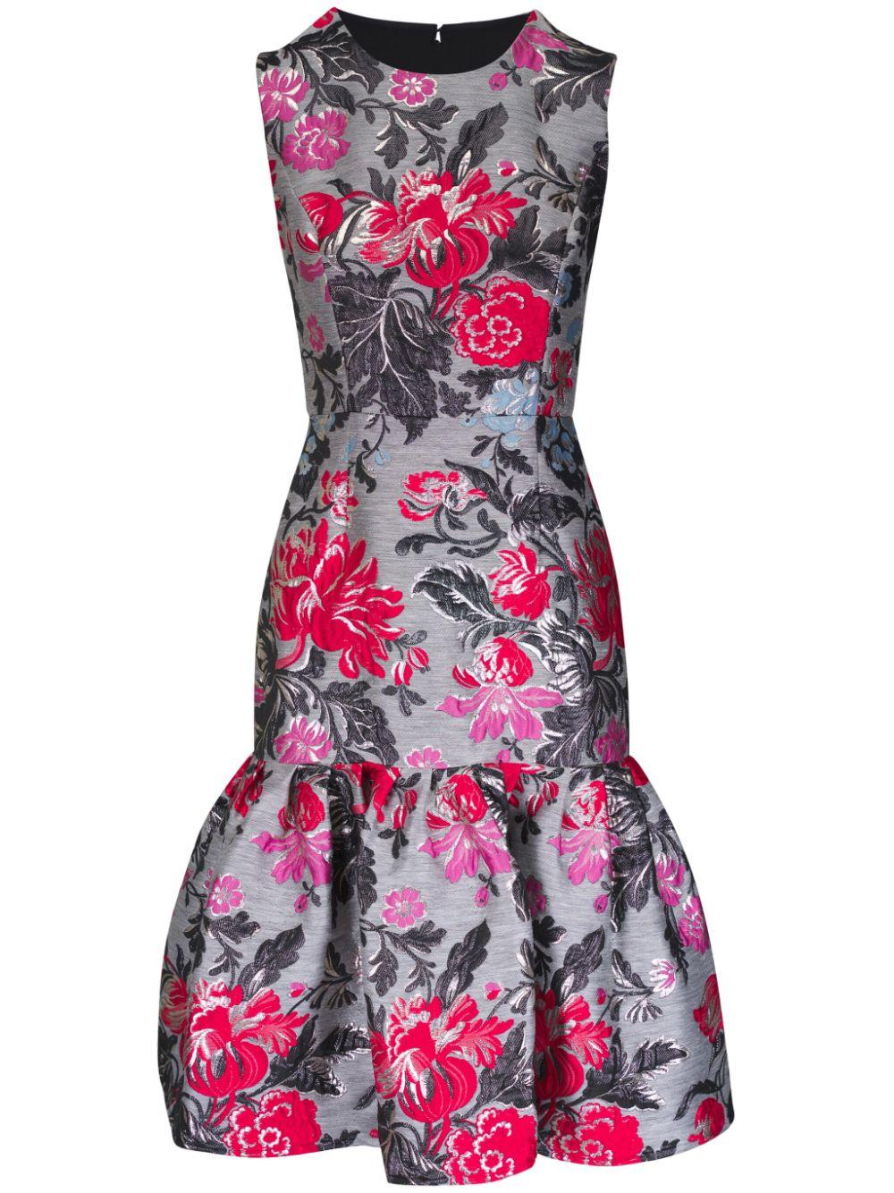 花柄★ジャガードニット★ワンピース★ CAROLINA HERRERA CAROLINA HERRERA ワンピース(花柄☆ジャガードニット