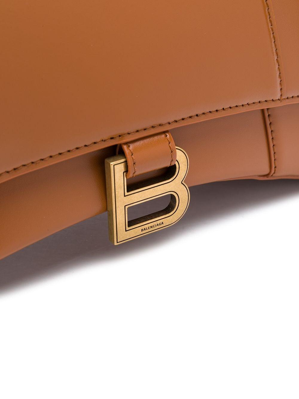 BALENCIAGA Hourglass small logo-printed textured-leather tote