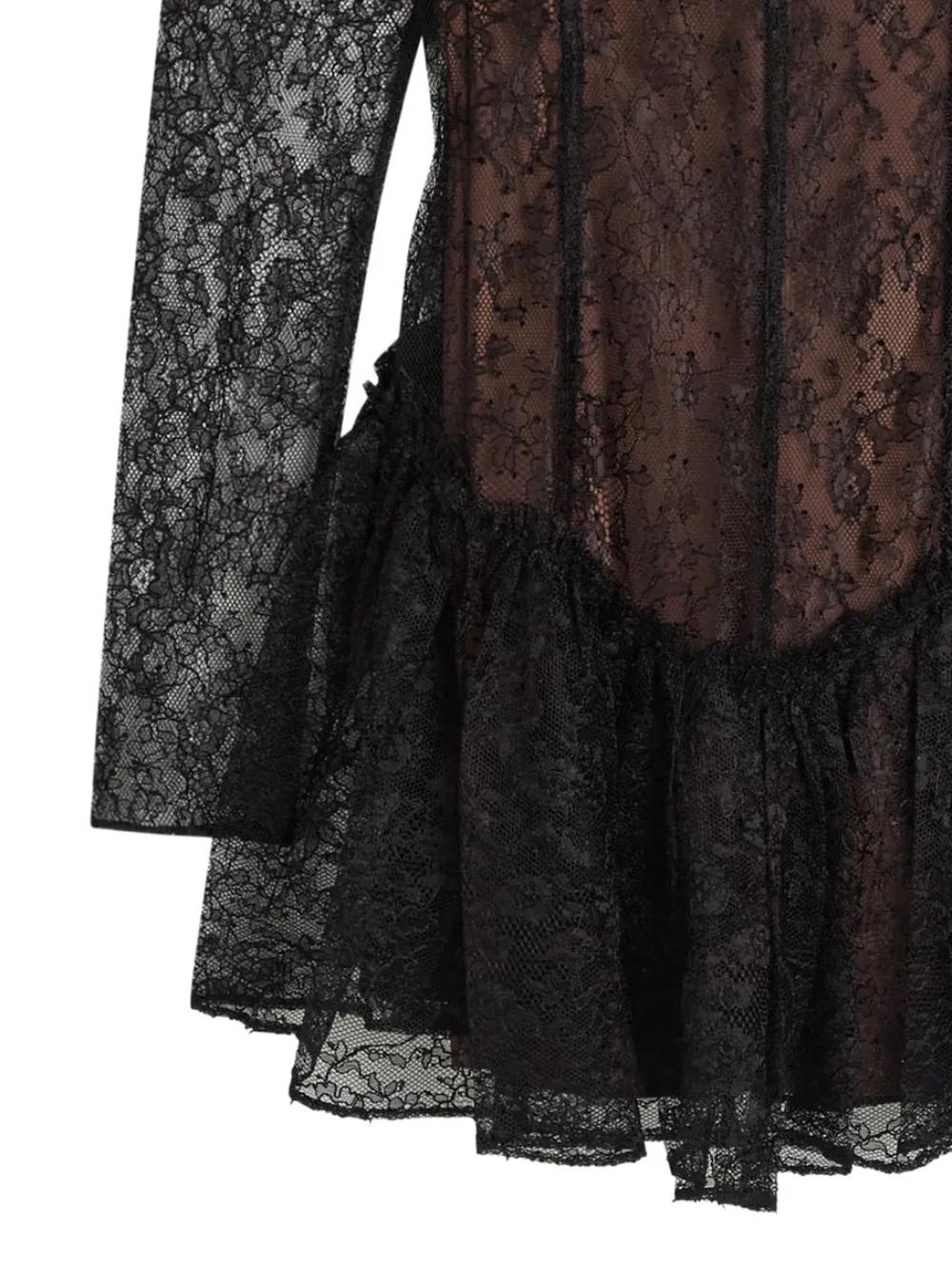 mac duggal sequin tiered long sleeve tulle dress Mac Duggal V-Neck Long Sleeve 3D Floral Sequin Gown