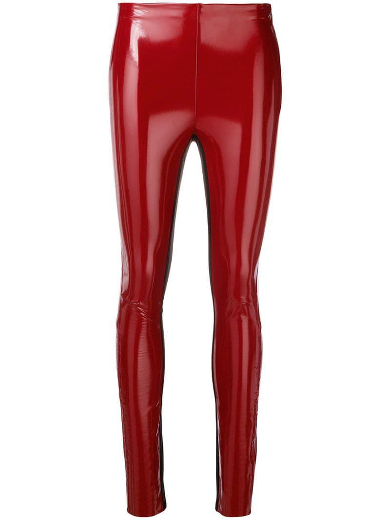 Karl Lagerfeld Faux Patent Leather leggings in Red - Lyst