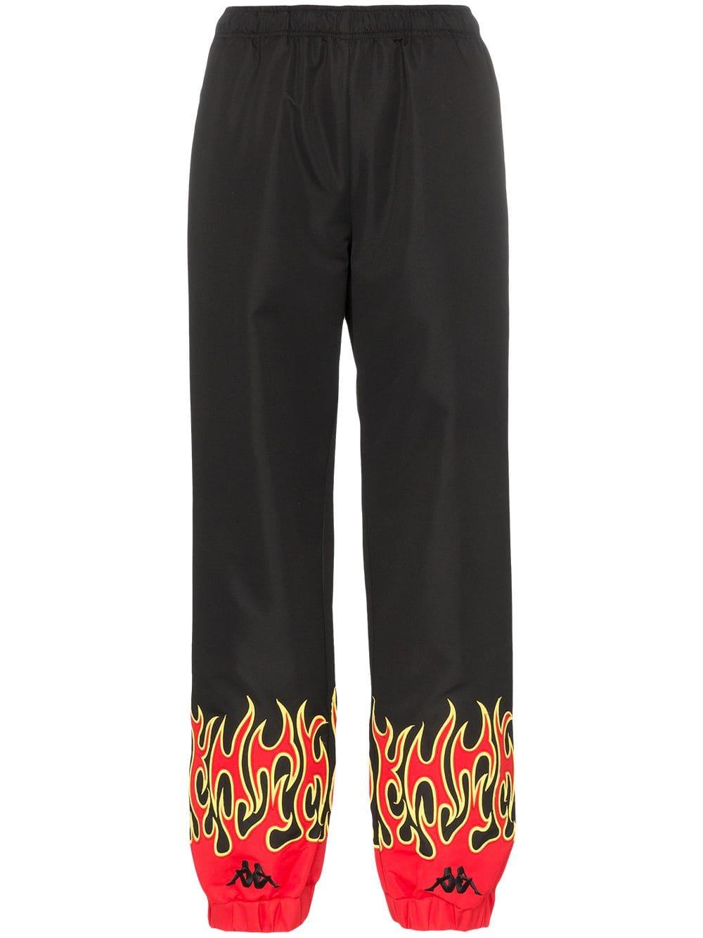 Charm's Synthetic X Kappa Fire Print Track Pants in Black | Lyst