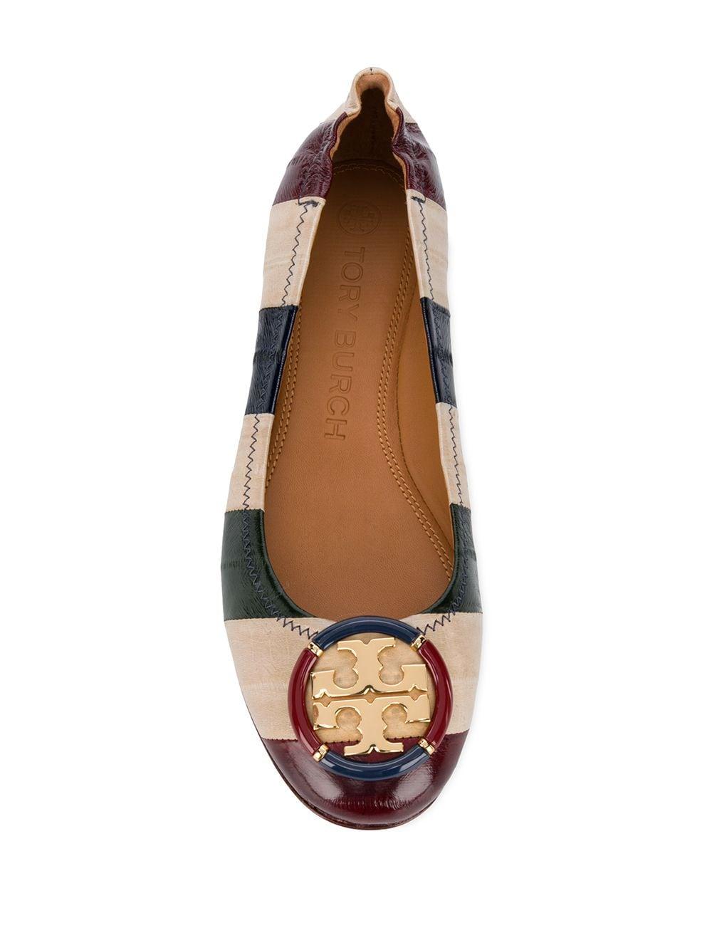 Tory Burch Striped Leather Ballerina Shoes | Lyst