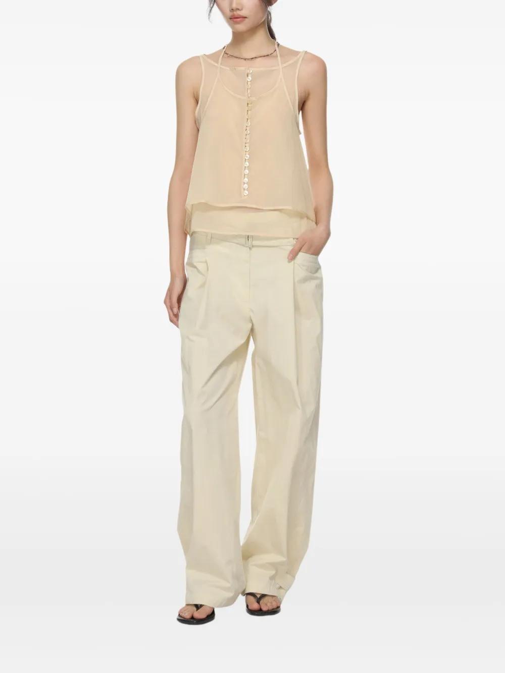 Low Classic Double Belted Point Trousers in Natural | Lyst 
