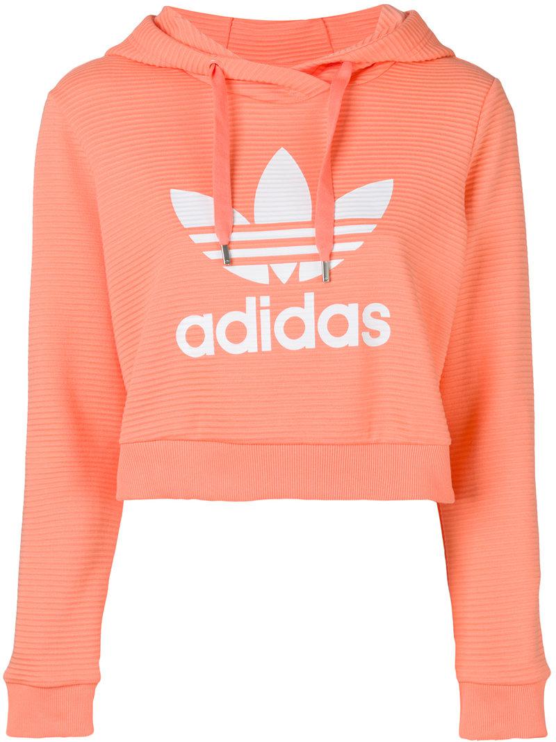 adidas orange cropped hoodie