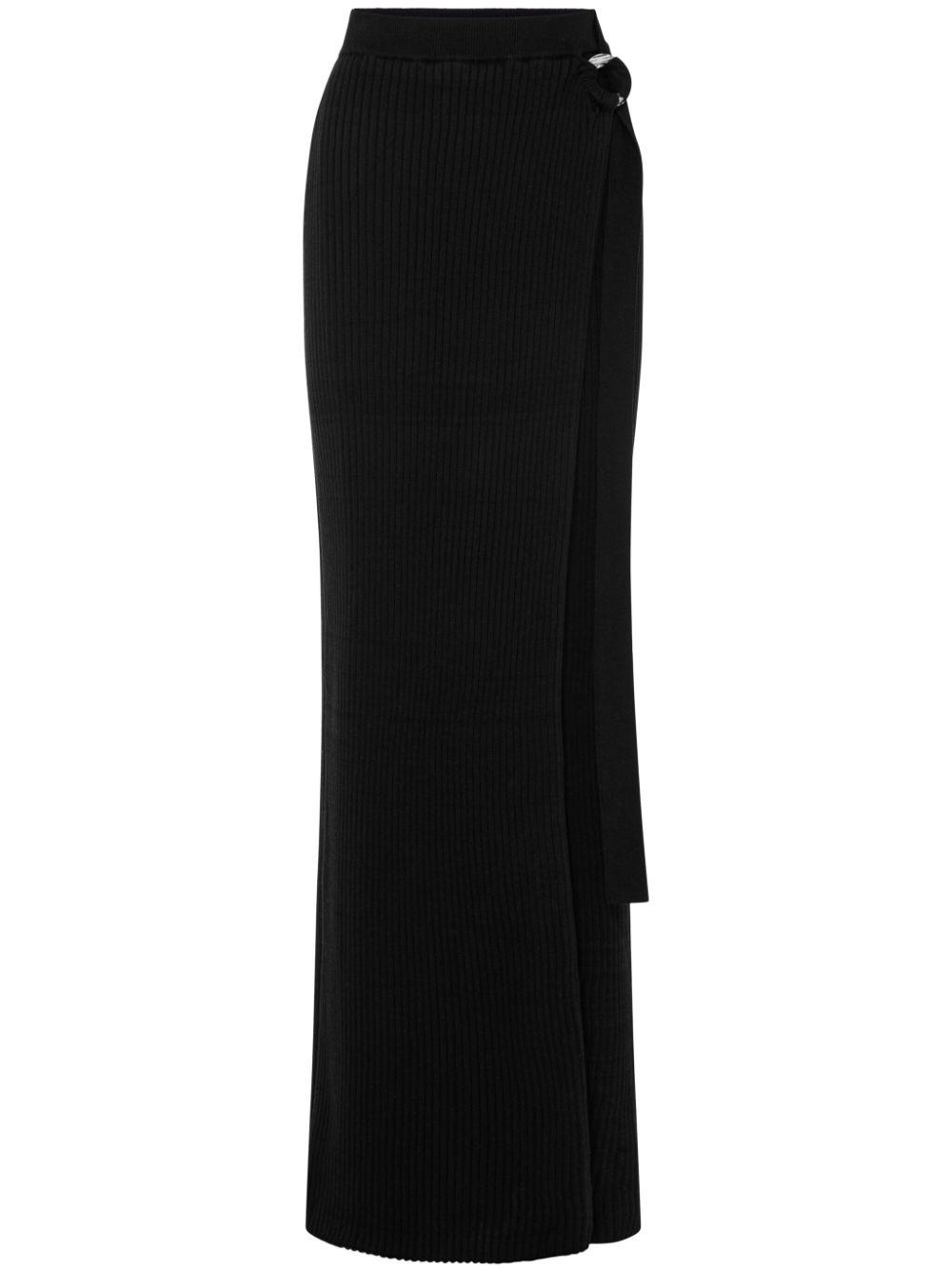 Anna Quan Mathilde Ribbed-knit Maxi Wrap Skirt in Black | Lyst