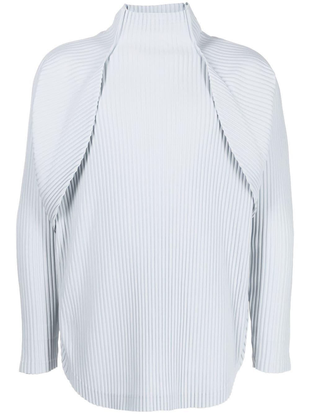 Homme Plissé Issey Miyake White Vase Pleated High-neck Top for