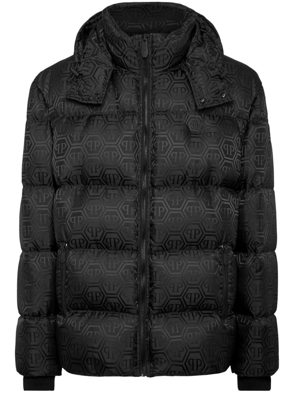 Philipp Plein Monogram Jacquard Padded Jacket in Black for Men Lyst UK