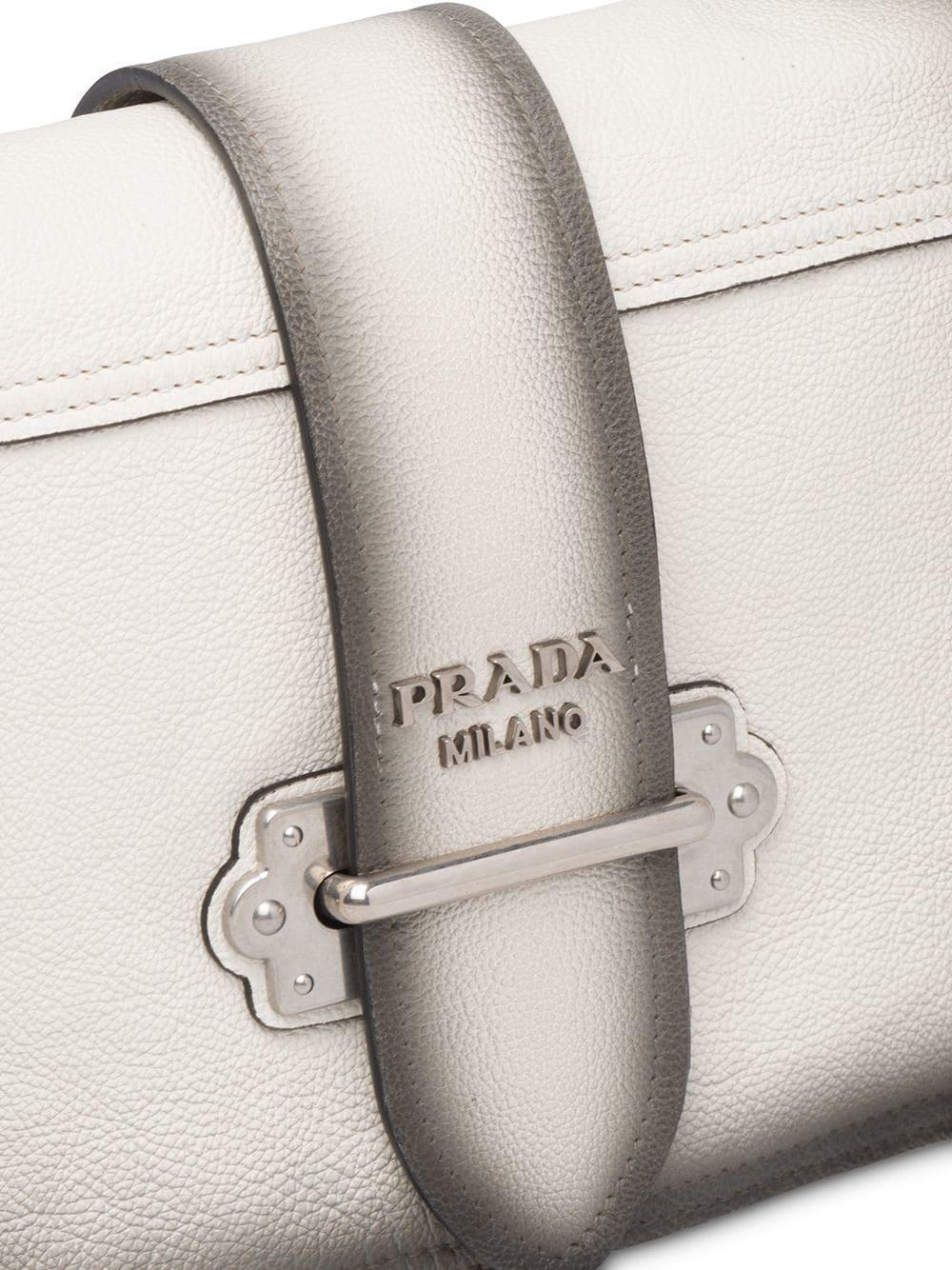 Prada Cahier Leather Shoulder Bag in White - Lyst