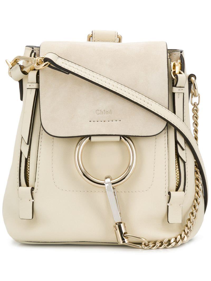 Chloé Leather Mini Faye Backpack in White - Lyst