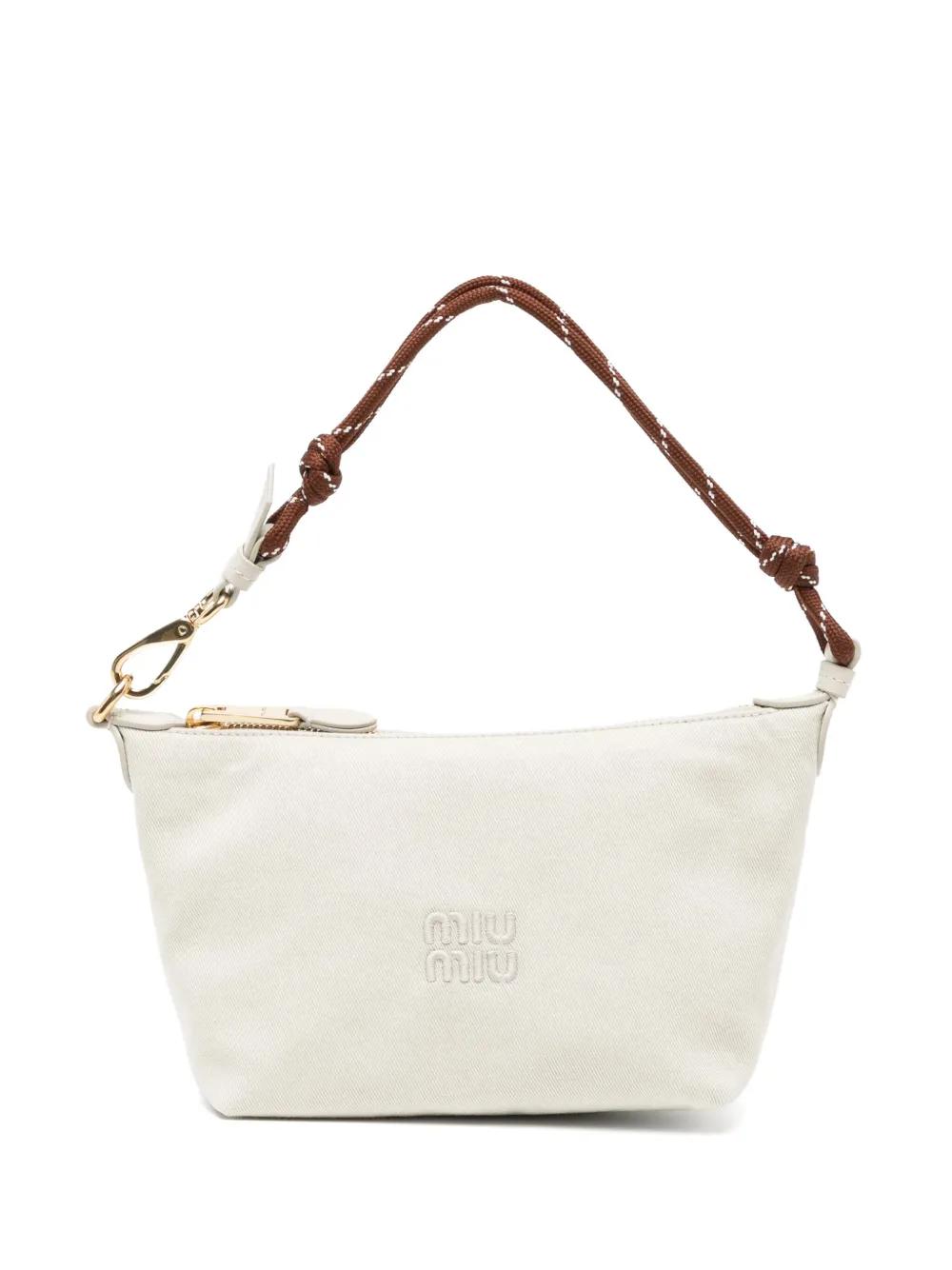 MIU MIU | GABARDINE POUCH PLASTER WHITE/CHALK WHITE バッグ Miu Miu Gabardine Pouch in Natural | Lyst