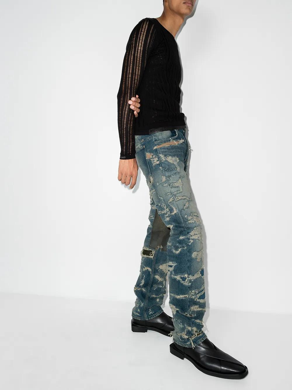 Givenchy Distressed Moleskin Straight-Leg Jeans in Blue for Men