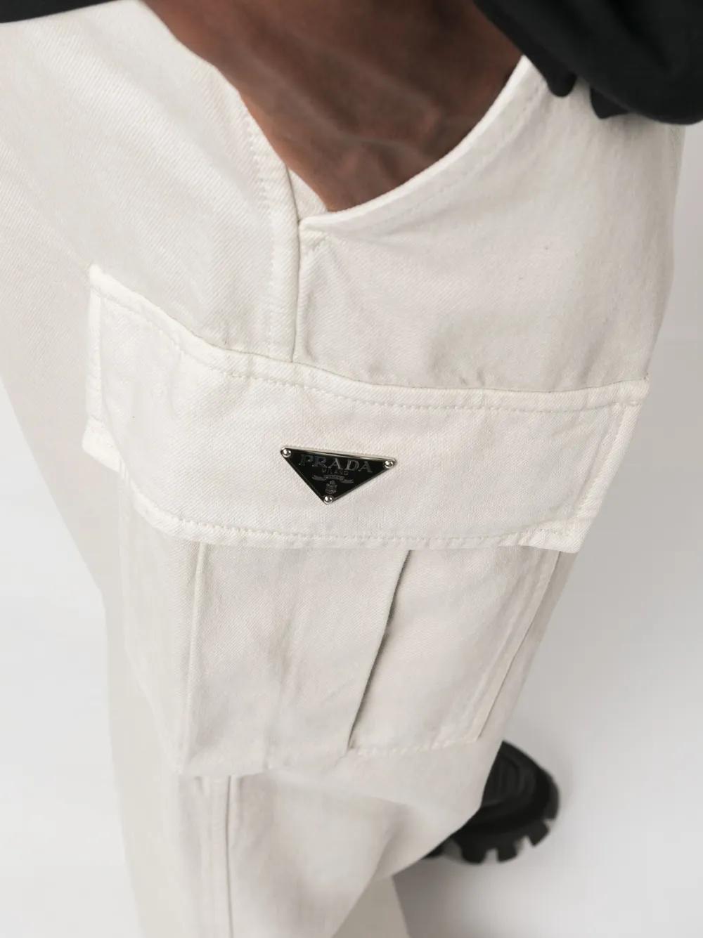 【関税＆送料込み】Prada Wide-Leg Cotton Trousers Prada Wide-Leg Cotton Cargo Trousers in White for Men | Lyst