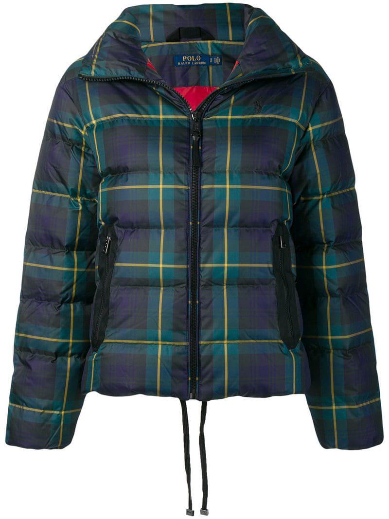 Polo Ralph Lauren Synthetic Plaid Puffer Jacket in Blue | Lyst