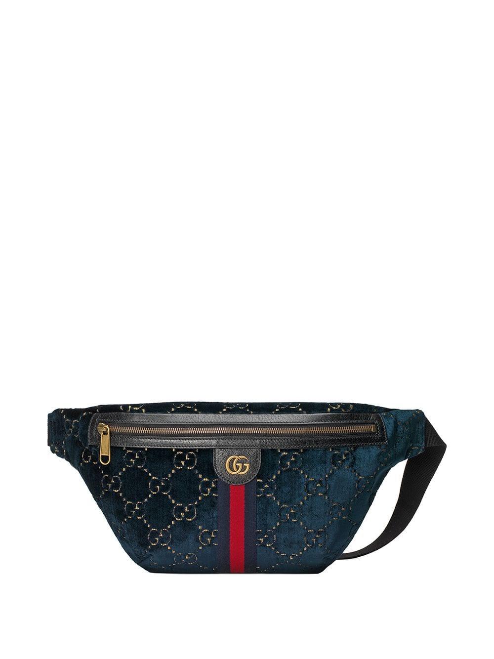 Gucci GG Velvet Belt Bag in Blue for Men | Lyst