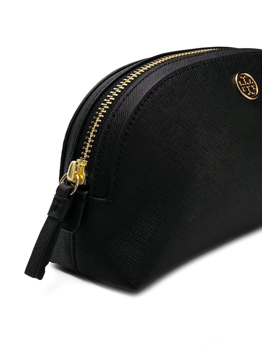 Download Tory Burch Leather Robinson Small Makeup Bag in Black,Blue ...