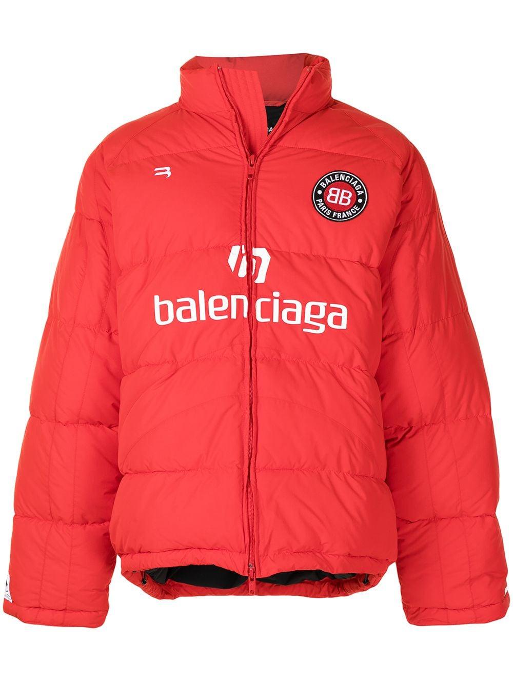 Balenciaga Soccer Puffer Padded Jacket in Red for Men | Lyst