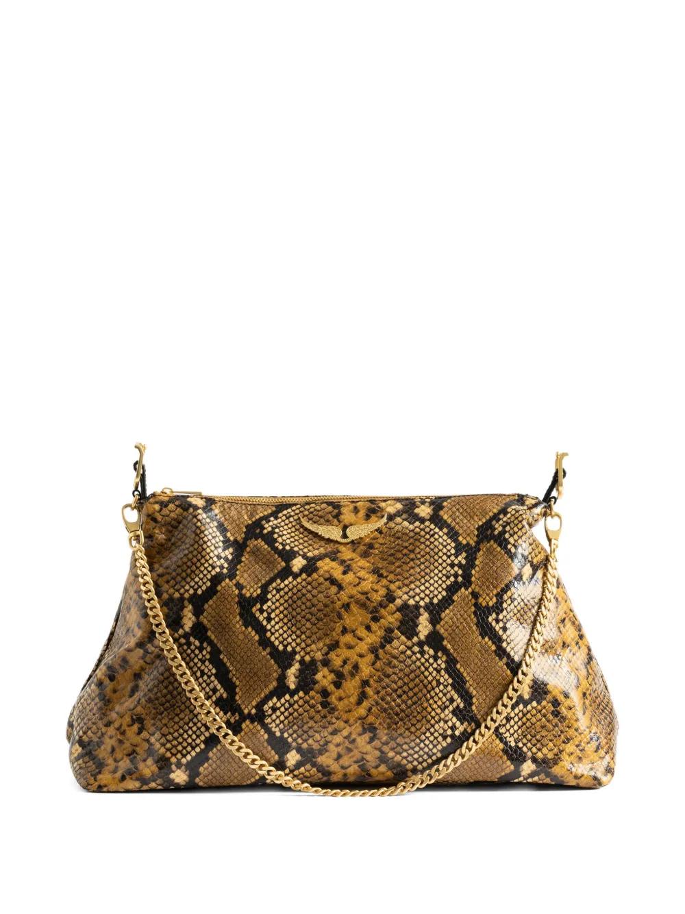 Zadig Voltaire Jim Wild Python-Effect Shoulder Bag in Metallic