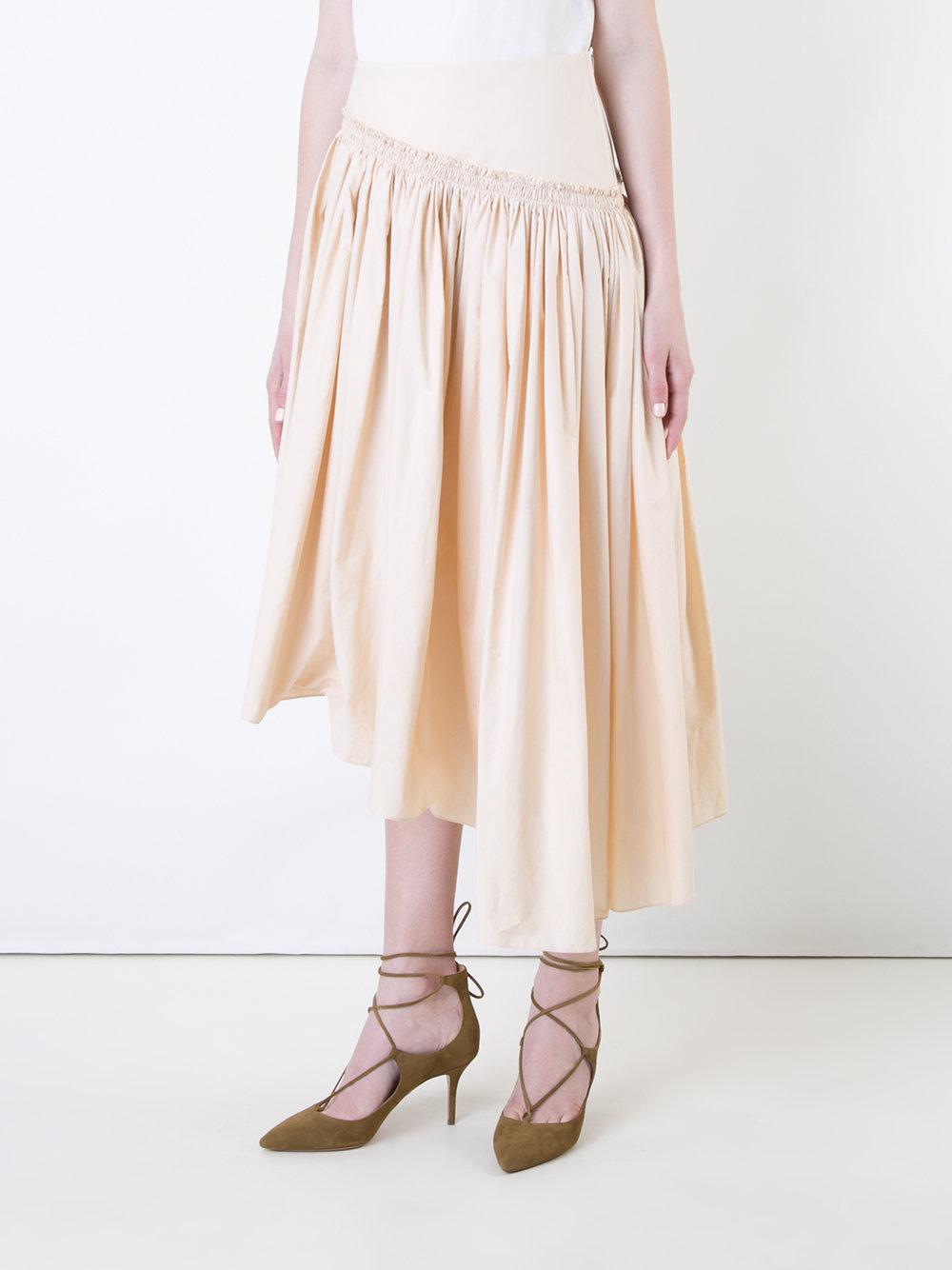Lemaire Cotton Gathered Skirt in Natural Lyst