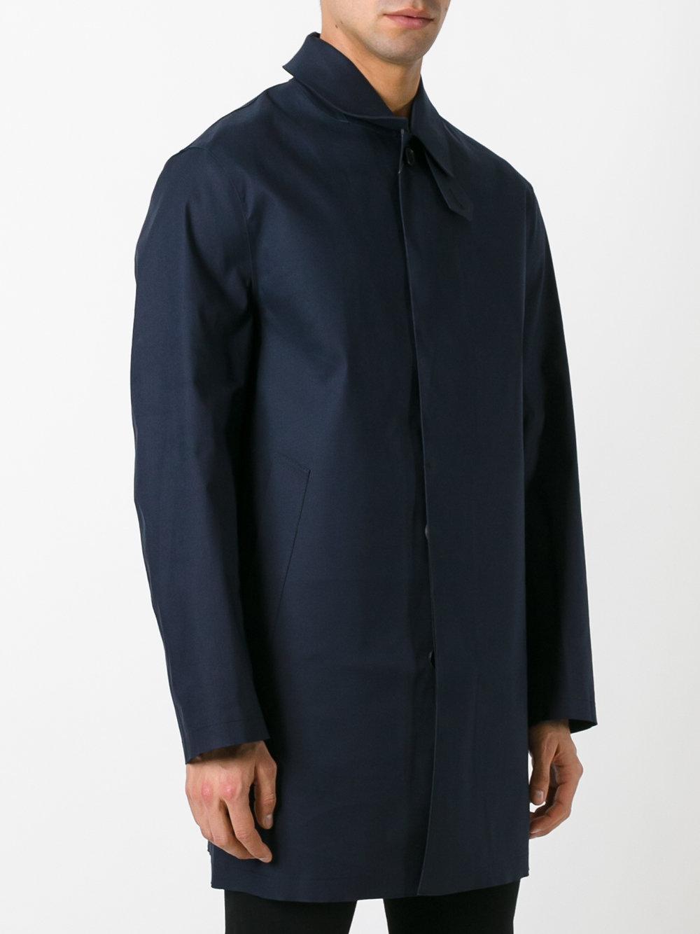 Mackintosh Cotton Concealed Button Coat in Blue for Men Lyst