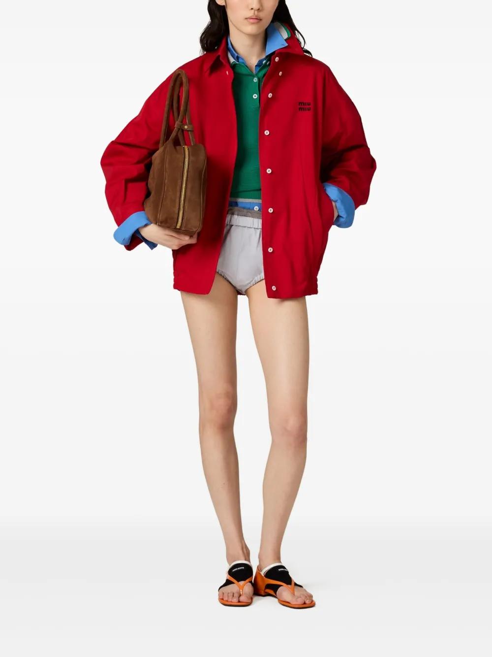 Miu Miu Miumiu Red Denim Jacket with Pearls | Grailed