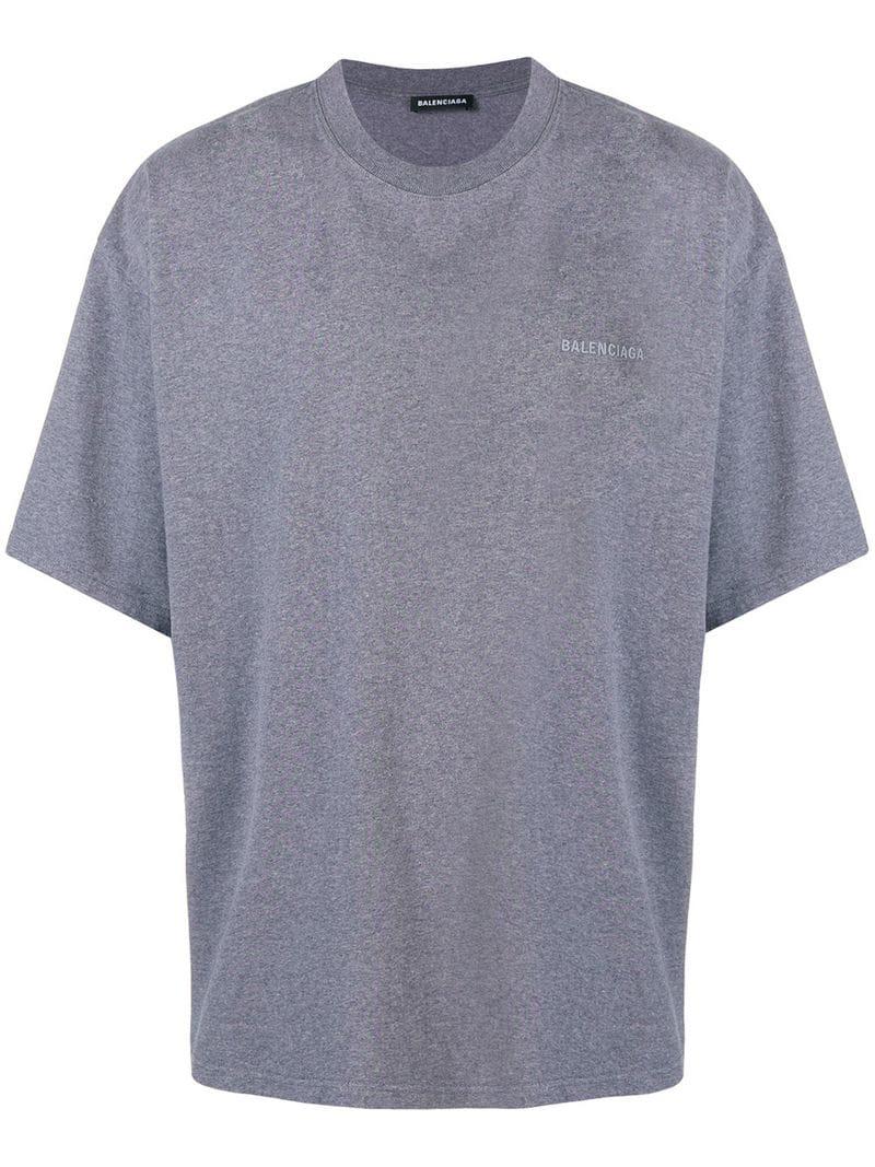 Balenciaga Cotton Self Print Boxy T-shirt in Grey (Gray) for Men 