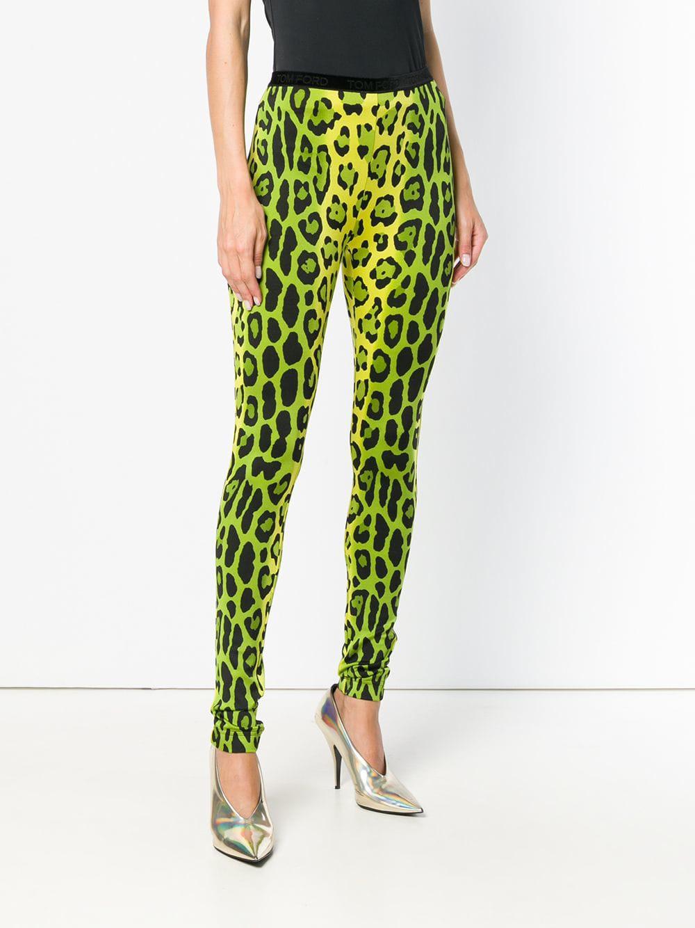 Tom Ford Leopard Print Skinny Trousers in Green | Lyst