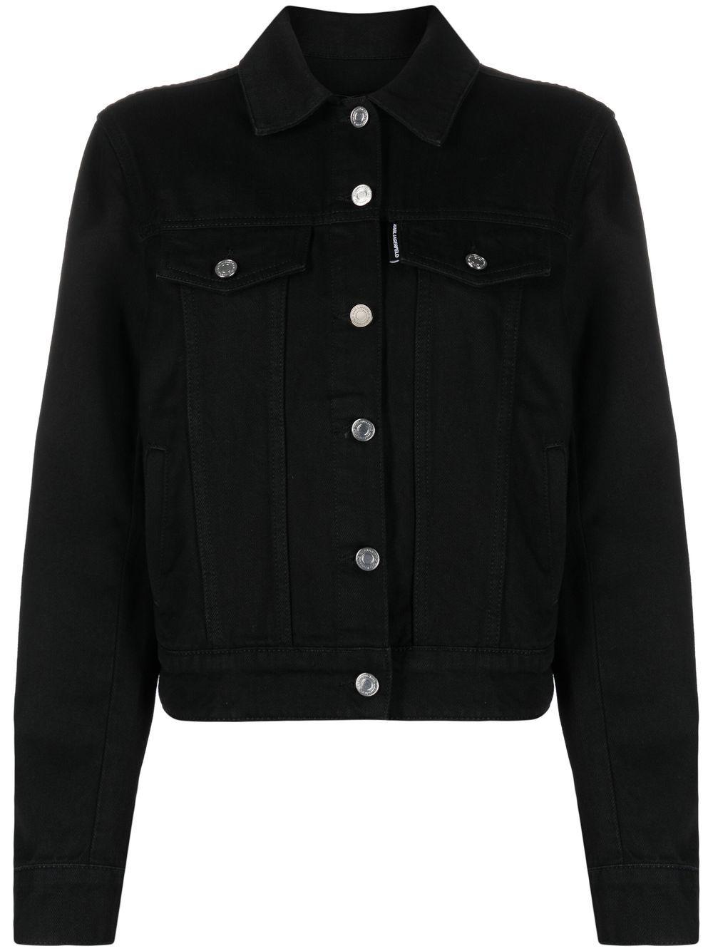 Karl Lagerfeld Ikonik Denim Jacket in Black | Lyst Canada