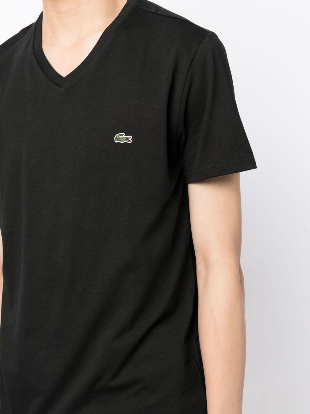 Lacoste Logo-patch V-neck Cotton T-shirt in Black for Men | Lyst UK