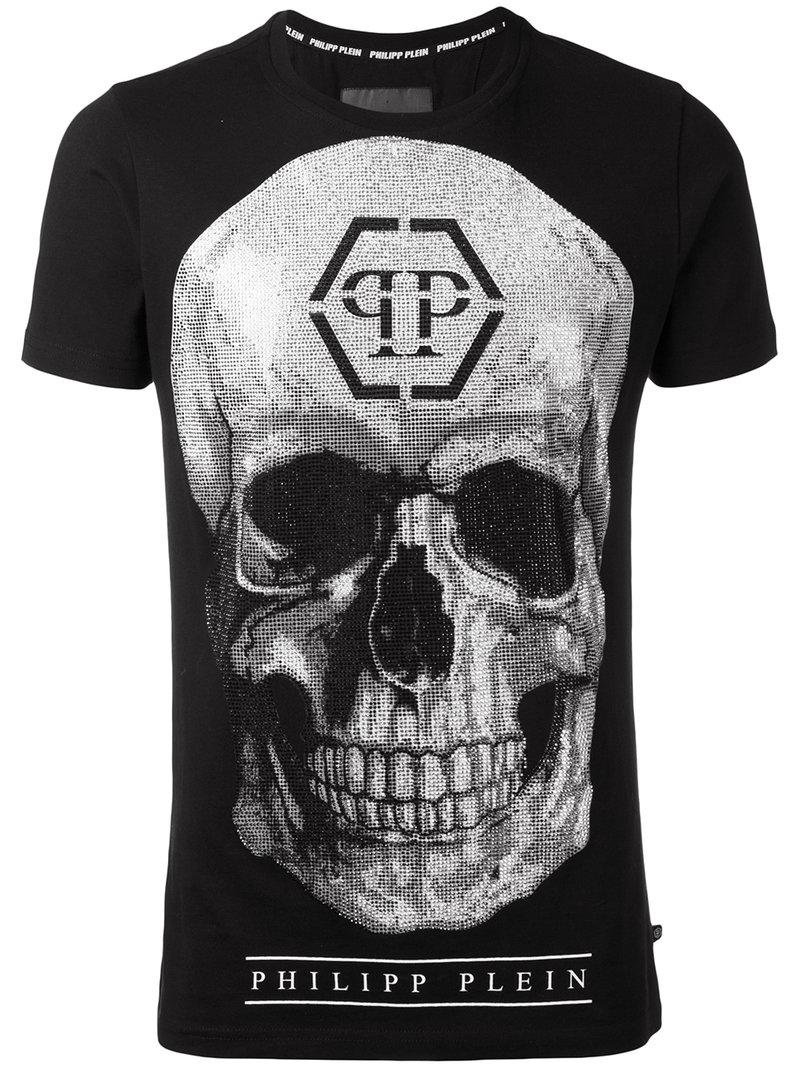 Philipp Plein Cotton Glitter Skull T-shirt in Black for Men | Lyst