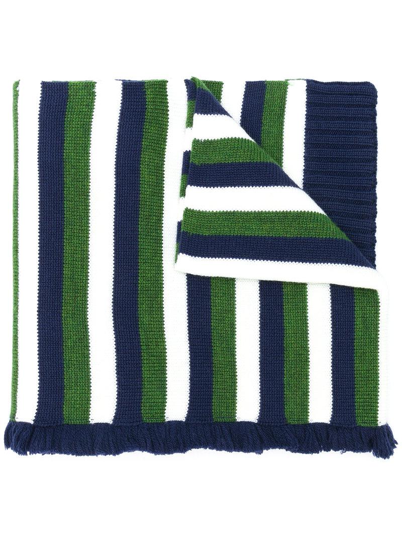 Sonia Rykiel Wool Striped Scarf in Green - Lyst