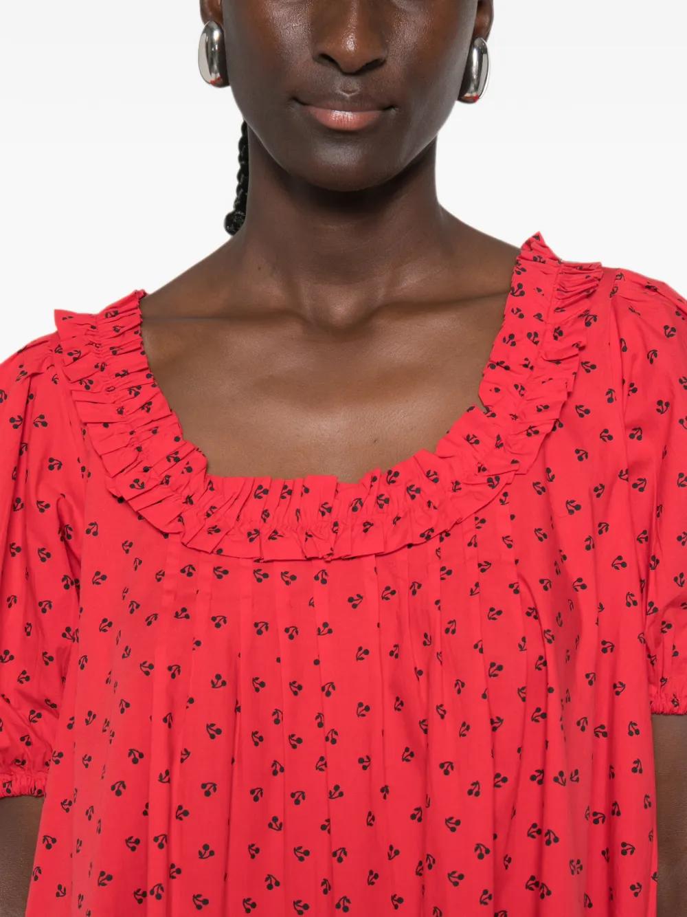damson madder jemima ruffle mini dress Damson Madder Jemima Ruffle Mini Dress in Red