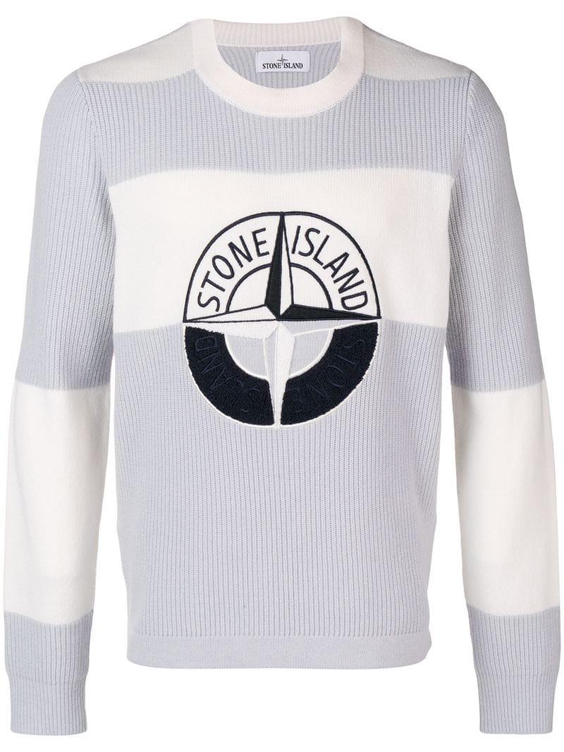 Embroidered Logo Striped Jumper