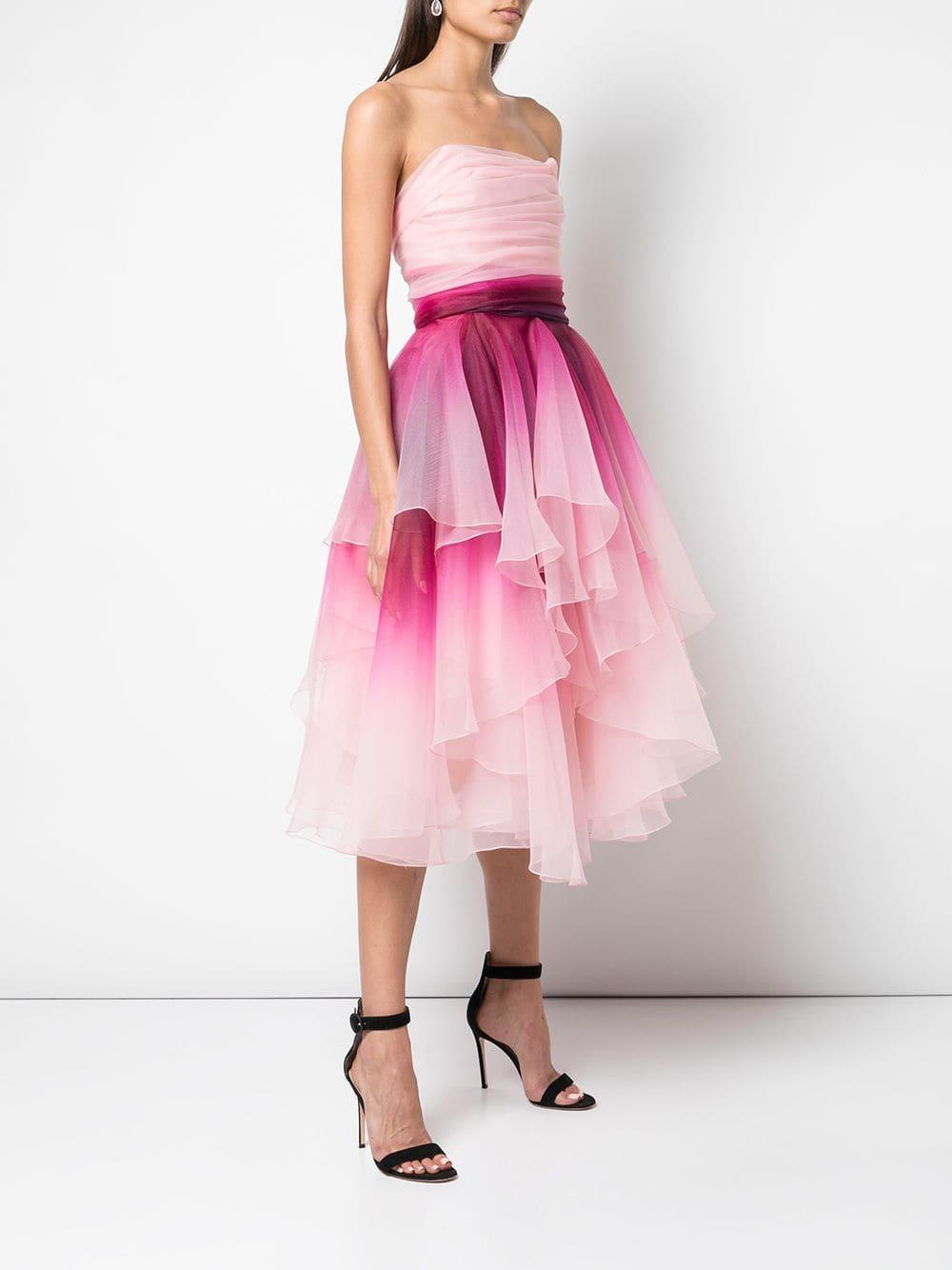Marchesa Ombré Print Dress in Pink | Lyst