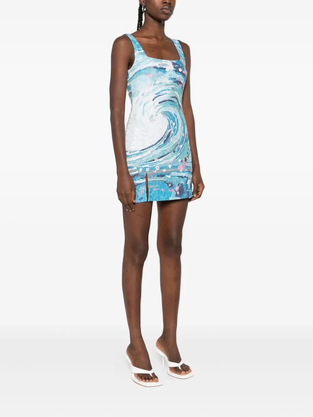 STAUD Le Sable Tidal-Wave Sequin Mini Dress in Blue | Lyst