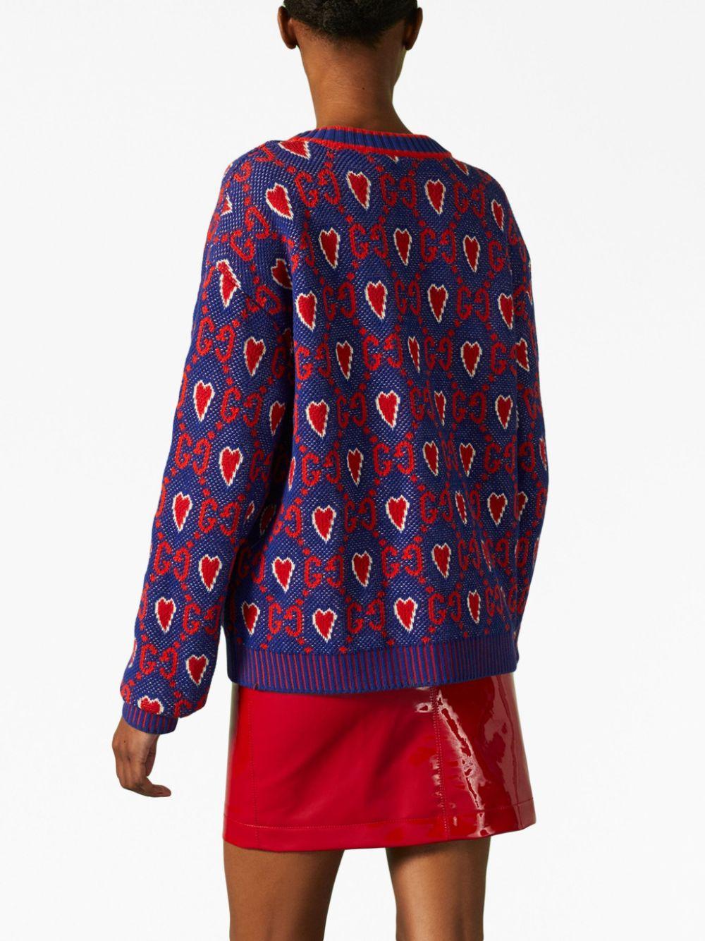 Gucci - monogram-jacquard Short-sleeved Jumper - Women - Wool/Polyamide/Spandex/Elastane - L - Blue