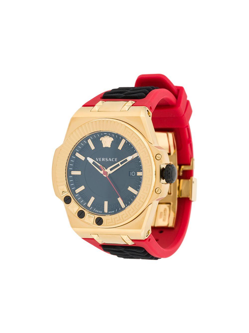 Heren Accessoires voor voor Horloges voor Versace Rubber Geo Chrono Horloge in het Zwart voor heren 