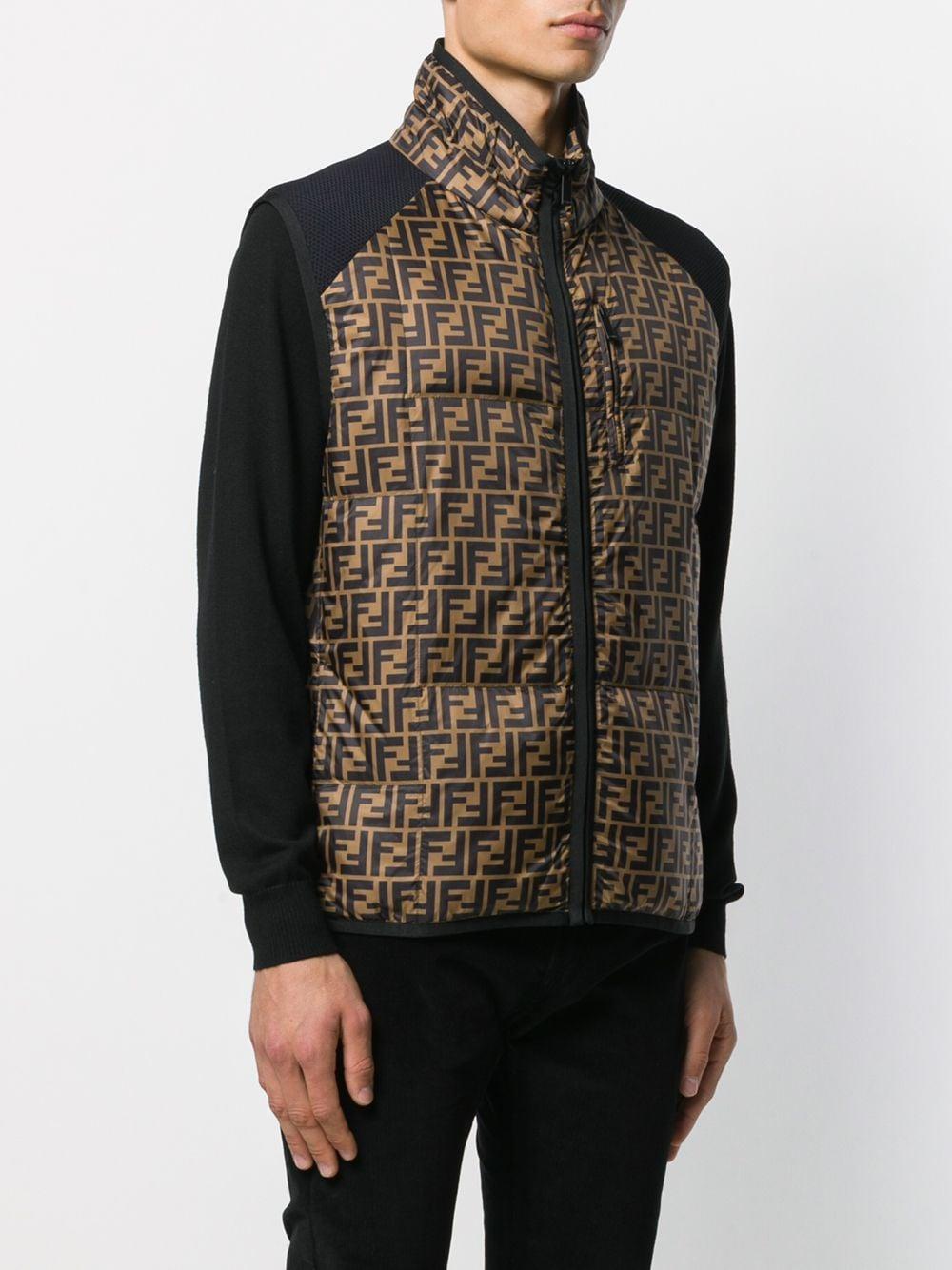 Fendi Printed Ff Logos Padded Gilet in Brown for Men Lyst UK