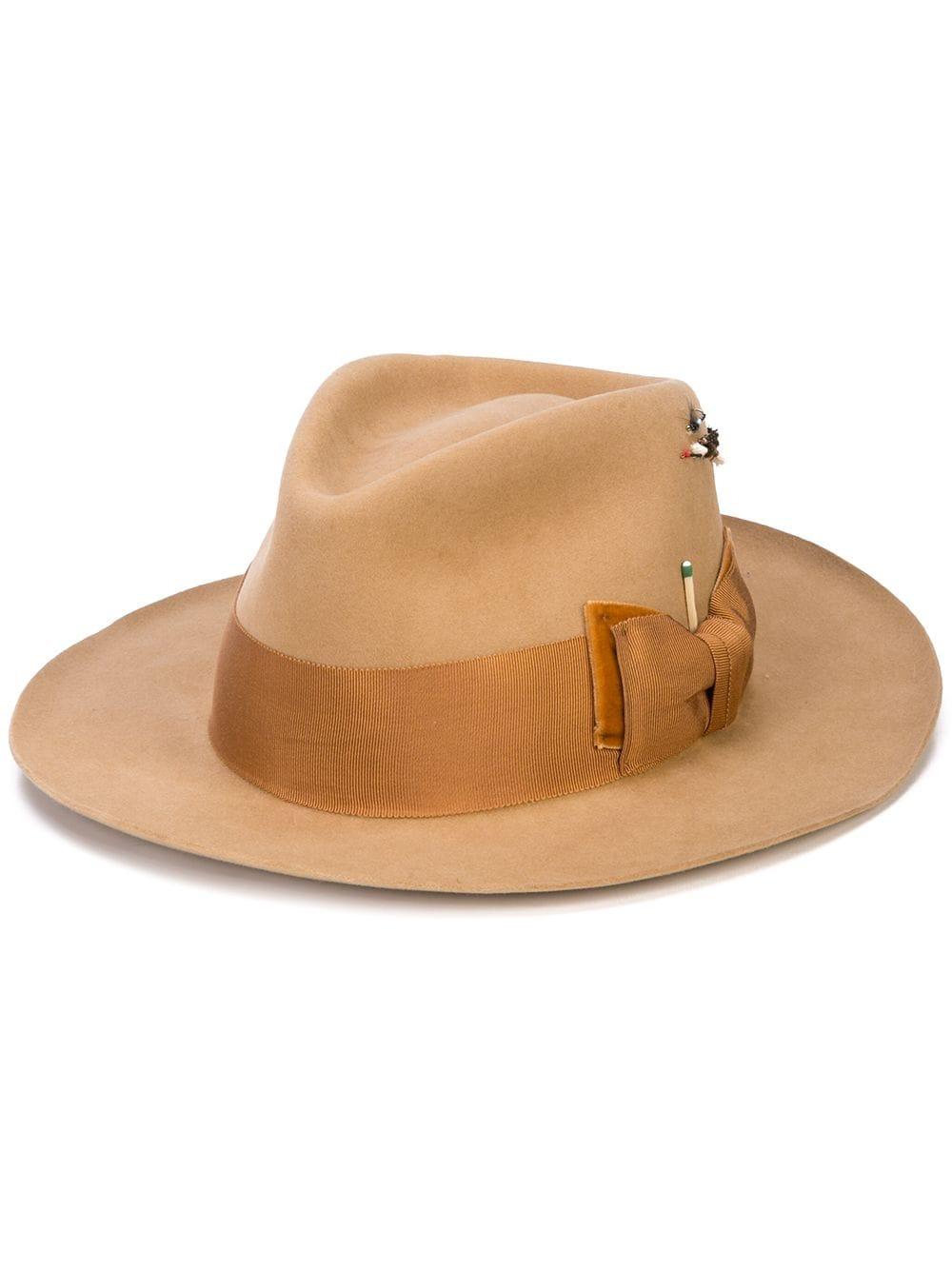 Nick Fouquet Bow Fedora Hat in Brown for Men - Lyst