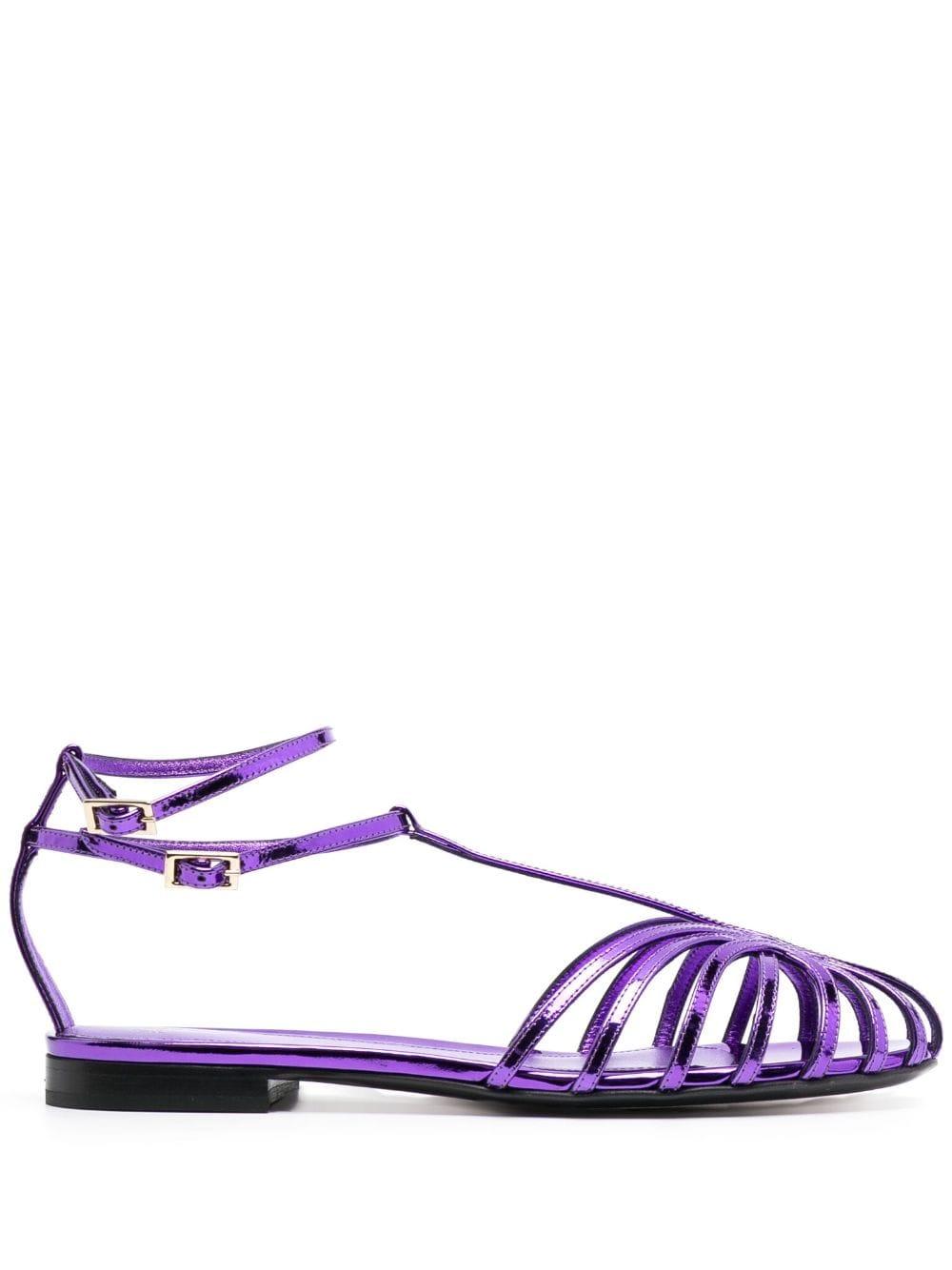 ALEVI Elena Almond-toe Caged Sandals in Purple | Lyst