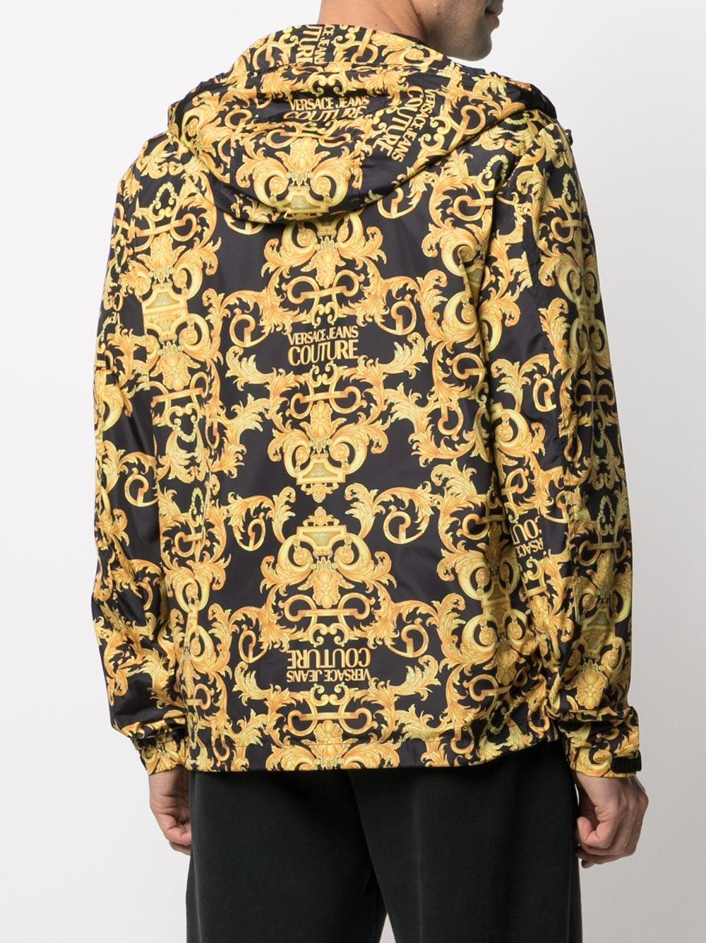 Versace Jeans Couture Baroque-print Hooded Windbreaker in Black for Men ...