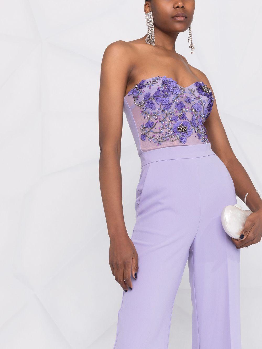 Elisabetta Franchi Floral-embroidered Jumpsuit in Purple | Lyst Canada