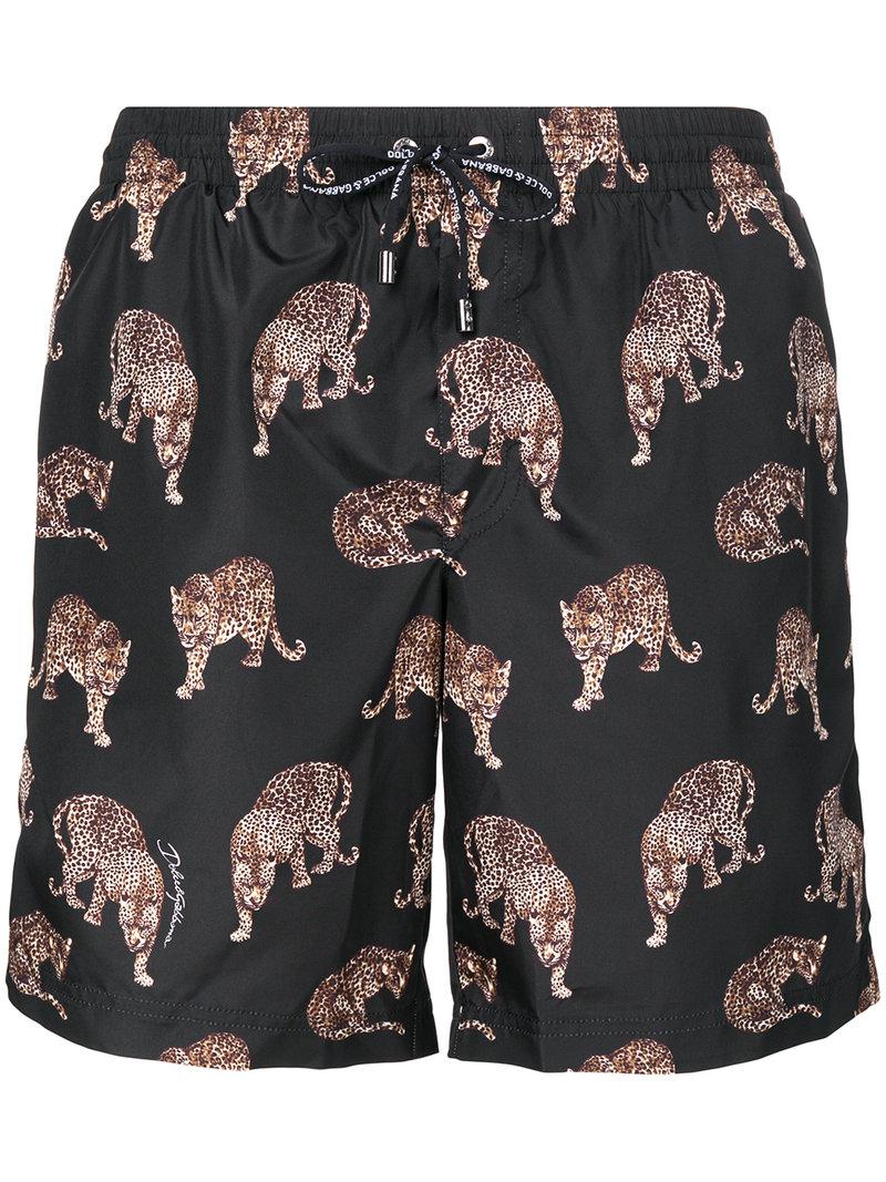 tiger print swim shorts