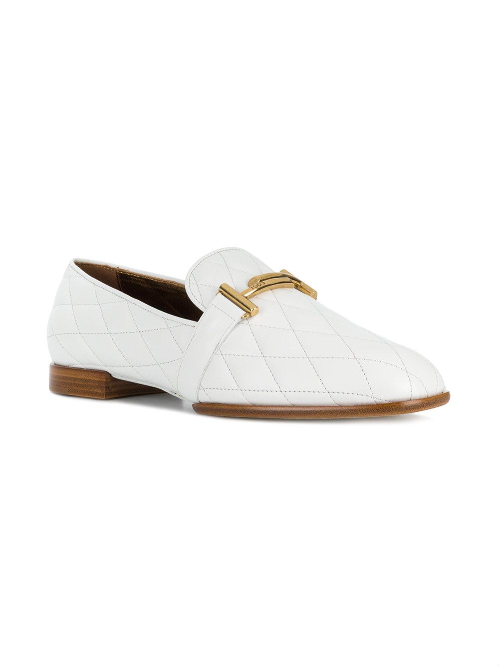 Tod's Double T Quilted Loafers in White | Lyst